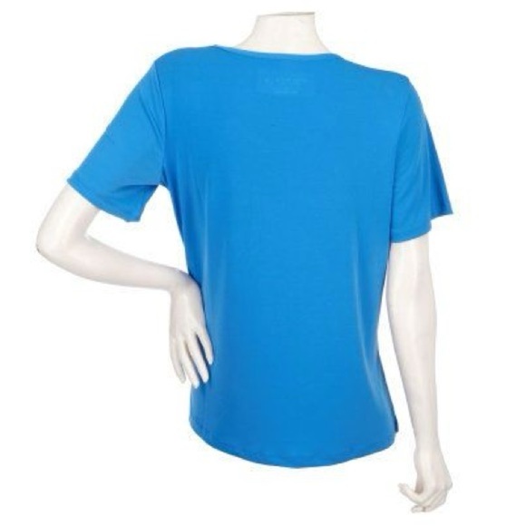 Women's Basic Concepts Vintage Blue Crew Short Sleeve Shirt, Size XL - Picture 4 of 6